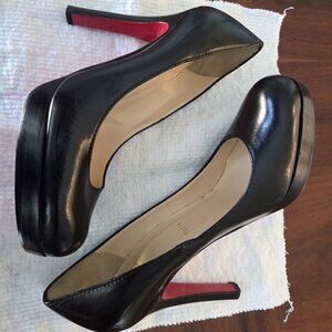 Christian Louboutin Bianca Black Nappa Leather Platform Heels Size 36.5 EU